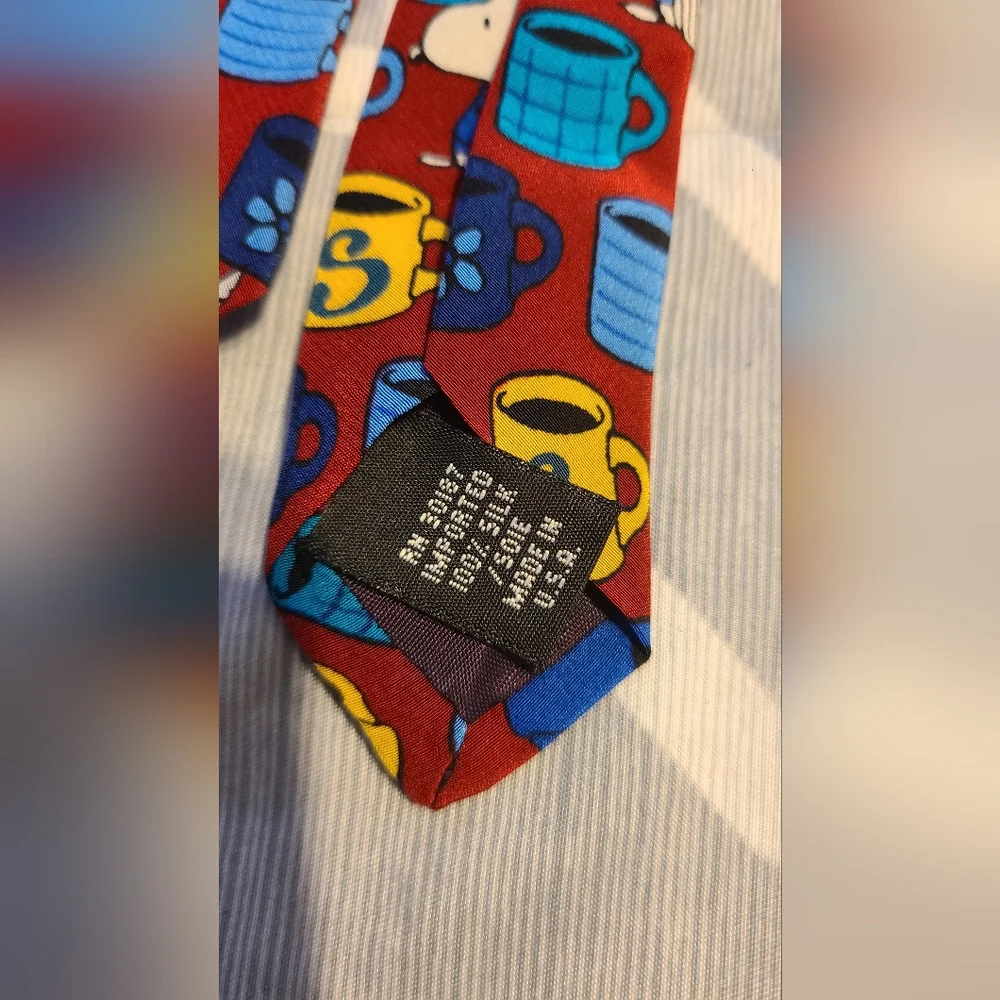 Snoopy Men’s Tie Peanuts I'm Awake! Red Necktie Schulz Silk
